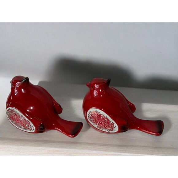 Red Cardinal Bird Ceramic Figurines With Mosaic Design - Picture 6 of 11